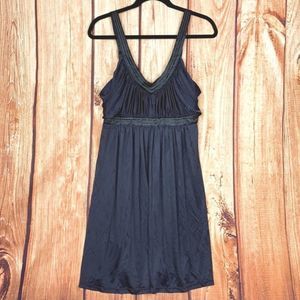 BCBG Maxazria Silky Smoky Blue Plunging Neckline Fit & Flare Mini Dress 1789
